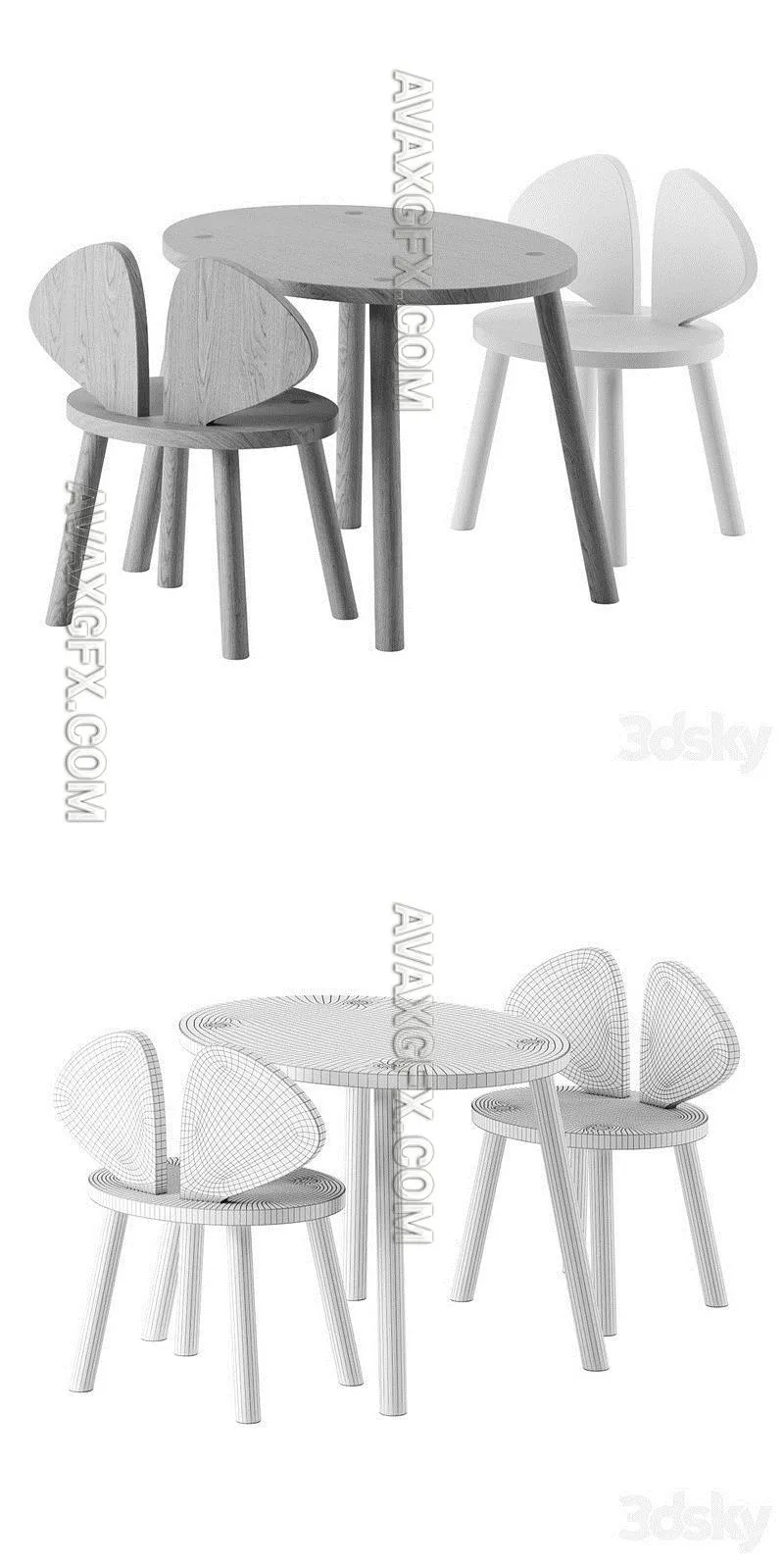 MOUSE CHAIR & TABLE by Nofred - 3D Model