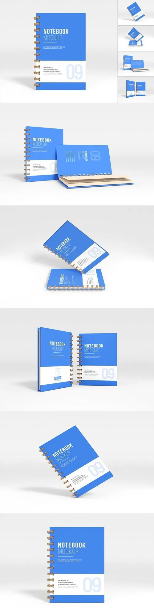 Spiral Notebook Stationery Branding Mockup Set