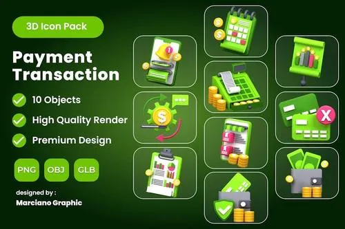 Payment Transaction 3D Icon Pack