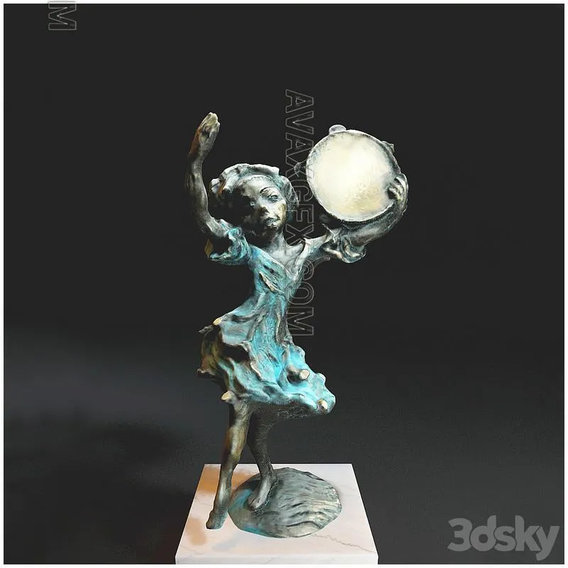 Girl with tambourine - 3D Model