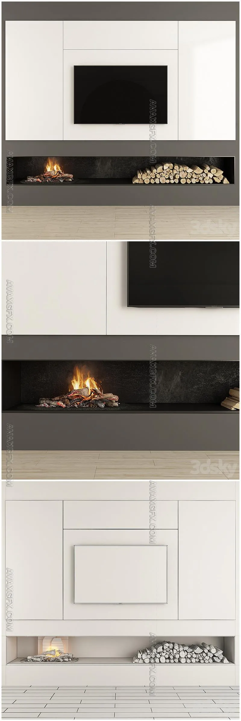 Fireplace and Decor 39 - 3D Model