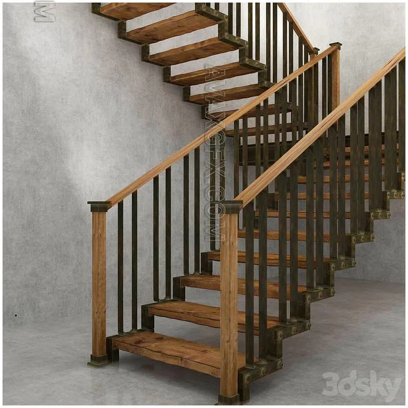 Stairs in the industrial style - 3D Model