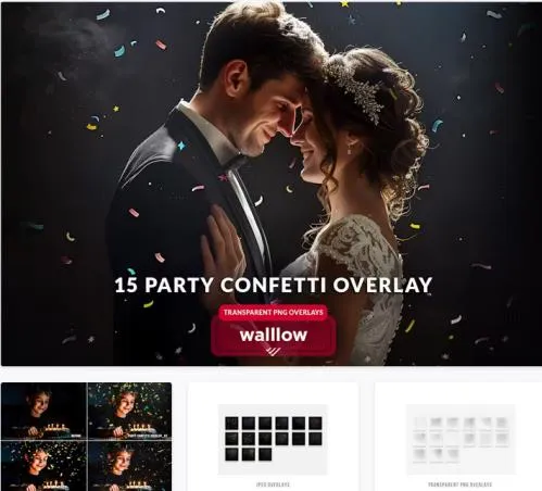 15 Party confetti transparent PNG overlays - RQHNRK8