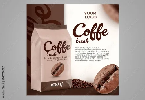 Adobestock - Post Coffee Shop Social Media Template PSD 743750527