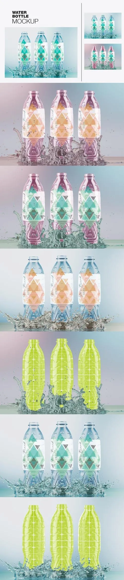 Set Water Bottles Mockup