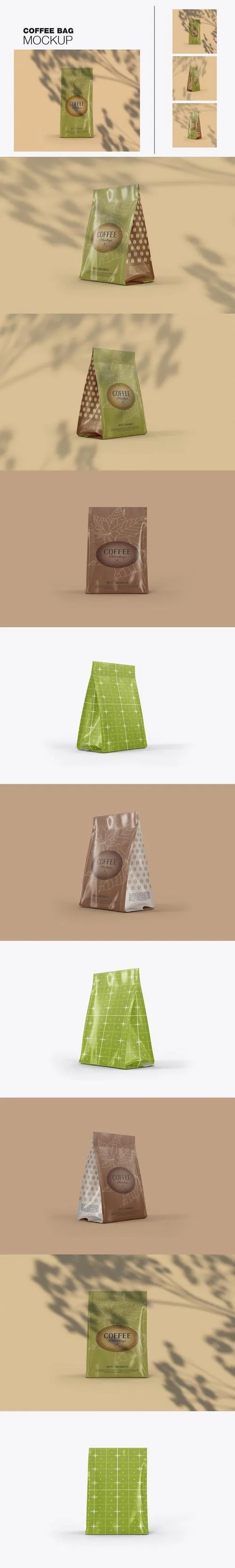 Set Kraft Coffee Bag Mockup