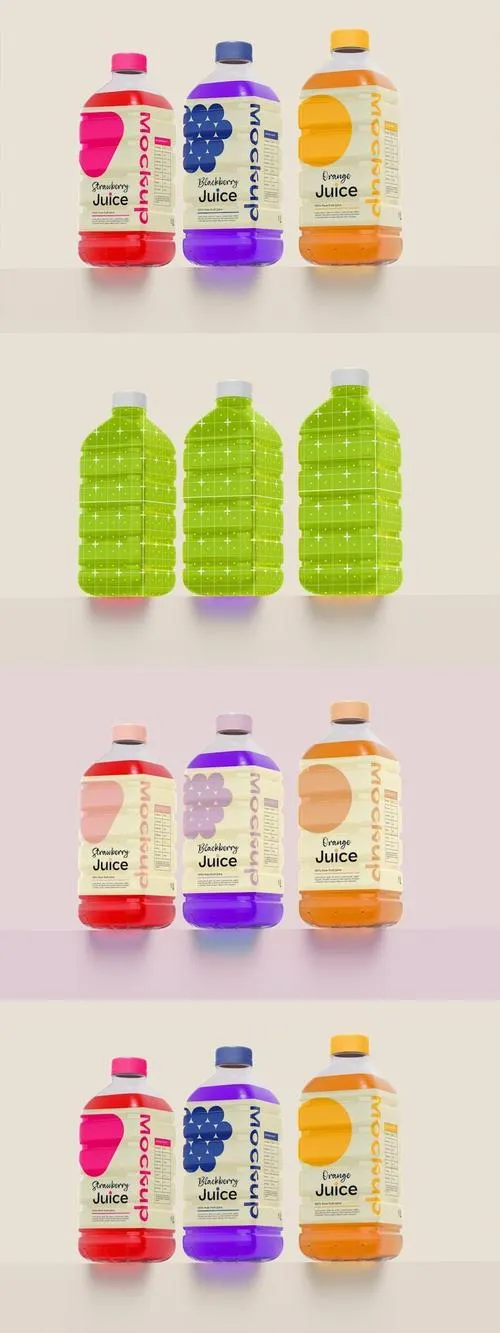 Juice Plastic Bottles Mockup