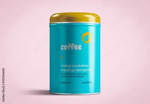 Adobestock - Metal Coffee Container Can Mockup 743764698