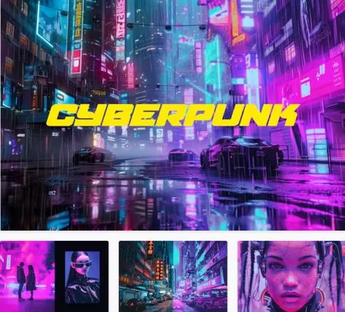 Fluorescent Cyberpunk Photo Effect - 129915843