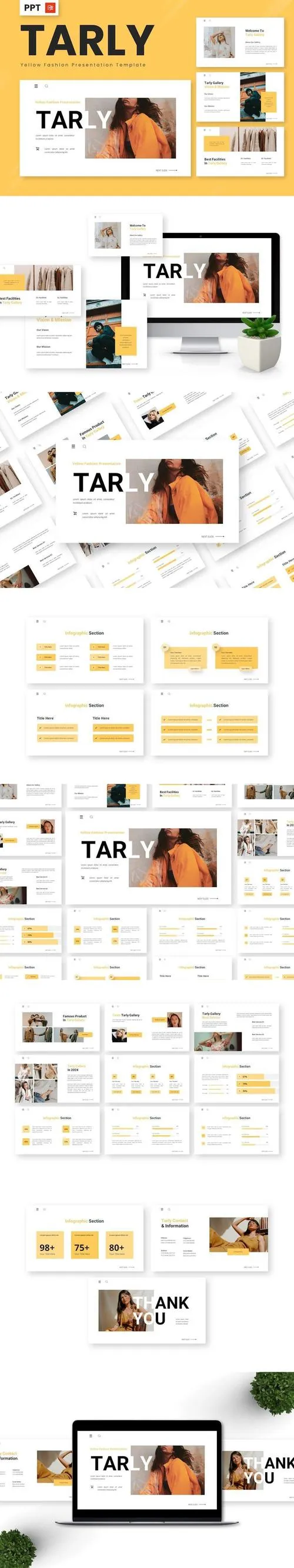 Tarly - Yellow Fashion Powerpoint Templates