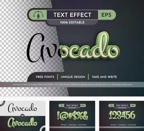 Avocado Editable Text Effect - 92434262