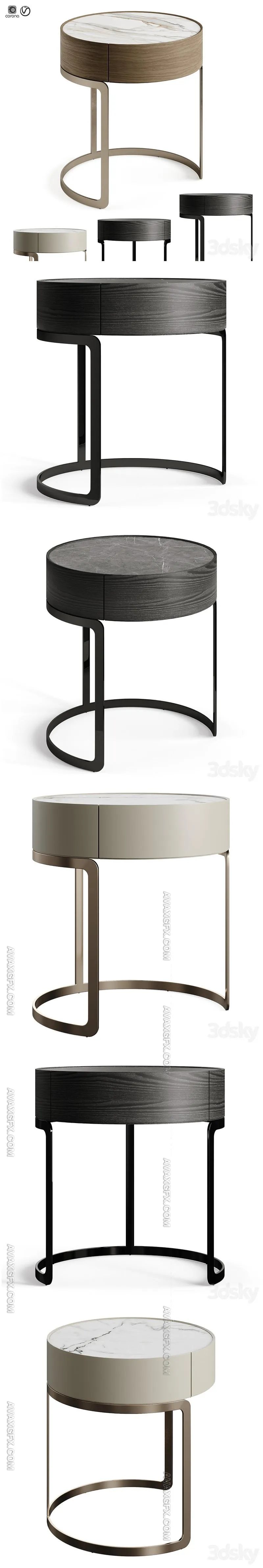 Light Luxury Circle Marble Bedside GG42 - 3D Model