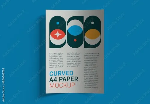 Curved A4 Paper Mockup 800503784