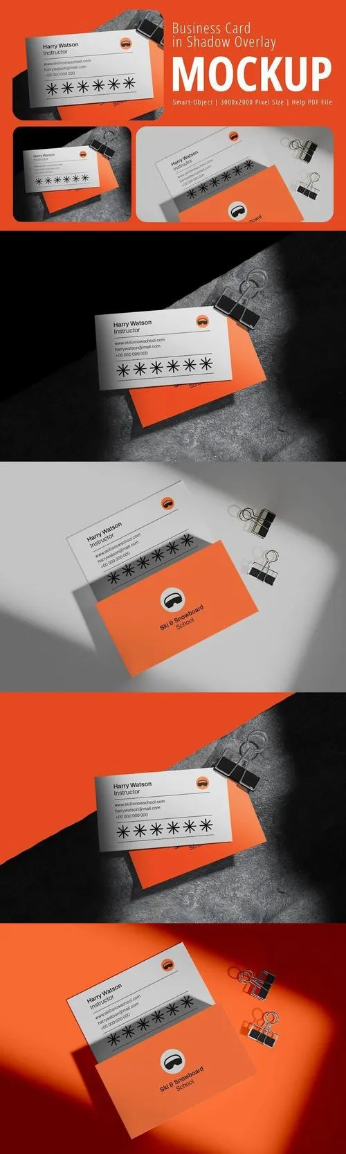 Business Card in Shadow Overlay Mockup