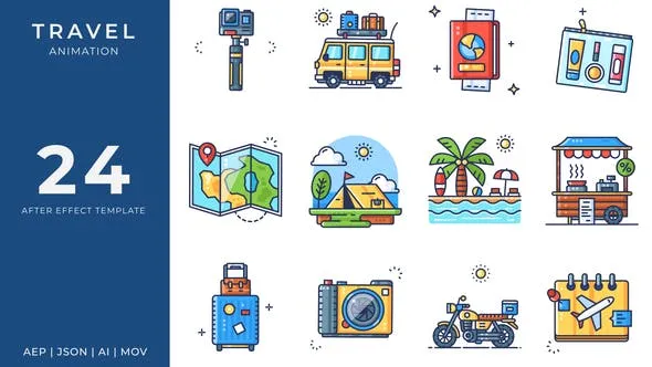 Travel Animated Icons | After Effect 52120804 Videohive