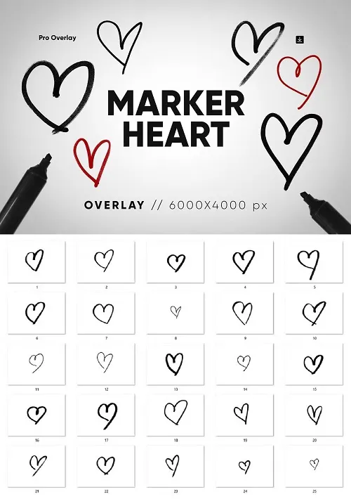 25 Marker Heart Overlay HQ - 35807766