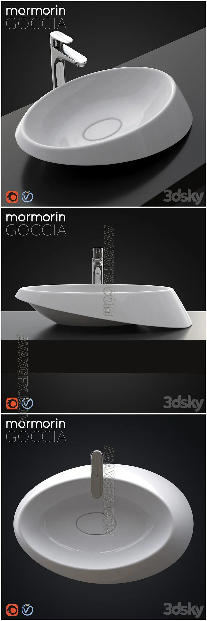 Washbasin Marmorin Goccia - 3D Model