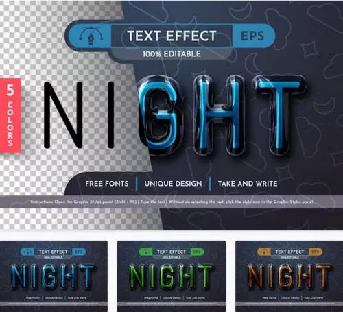 5 Night Glass Editable Text Effects - 92524150