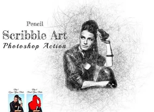 Pencil Scribble Art Photoshop Action - 92086897