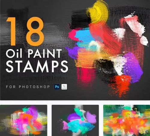 18 Oil Paint Stamps - A5TYGK6