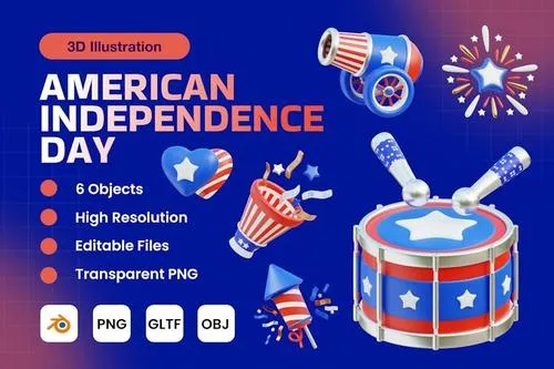 American Independence Day 3D Icons V.2
