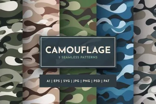 Set 5 Seamless Camouflage Patterns - LU4AKXZ