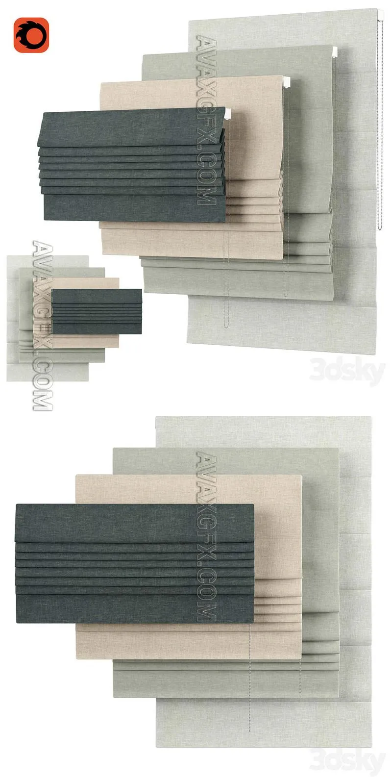 Roman Curtains 30, English Blinds, Solo - 3D Model