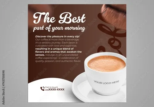 Adobestock - Post Coffee Shop Social Media Template PSD 743750898