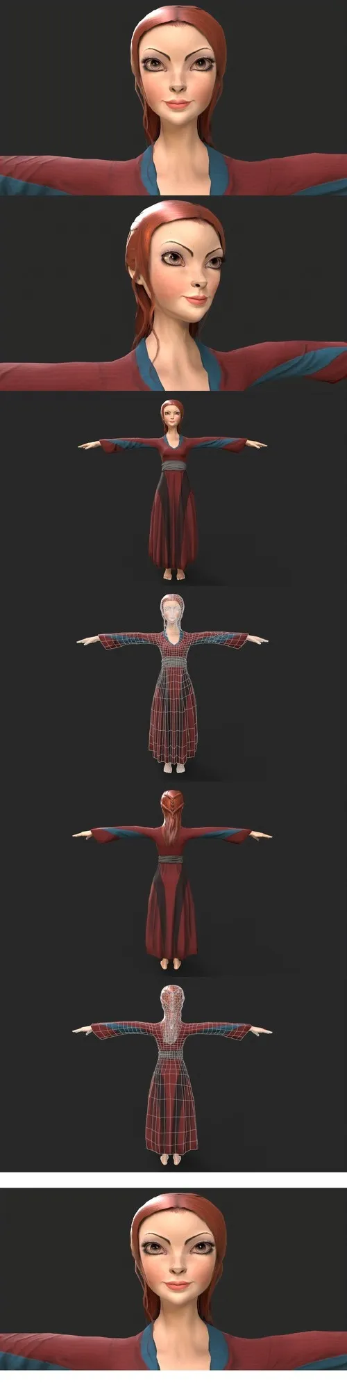 Cartoon Girl Low Poly Character 3D Models