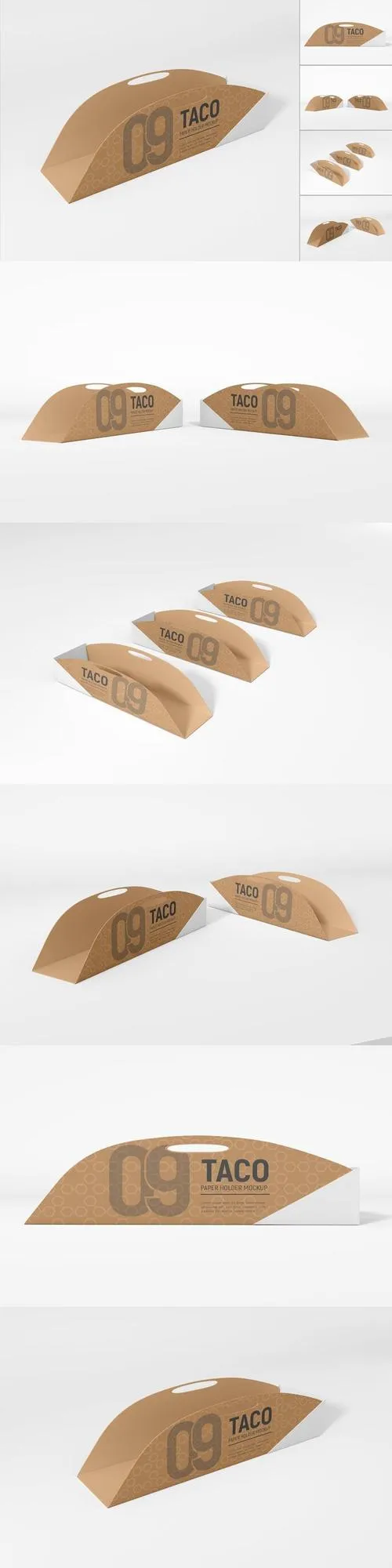Kraft Paper Taco Holder Packaging Mockup Set