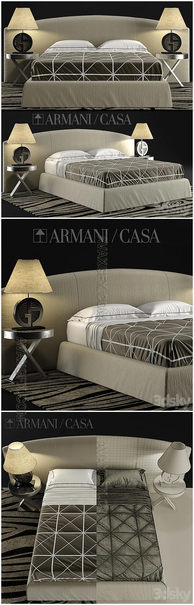 Bed Armani casa DANDY, CHERIE - 3D Model