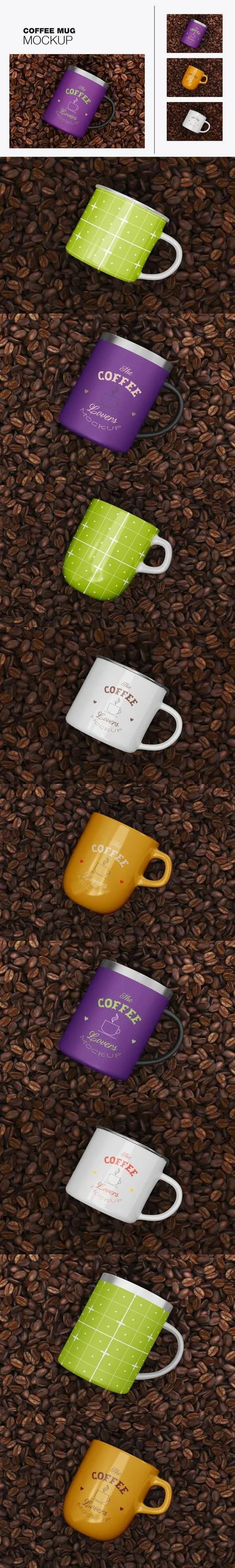 Scene with Mug and Coffee Beans Mockup