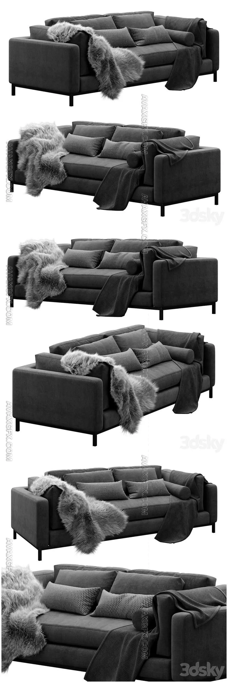 Four Hands Grammercy Sofa Bennett Moon - 3D Model