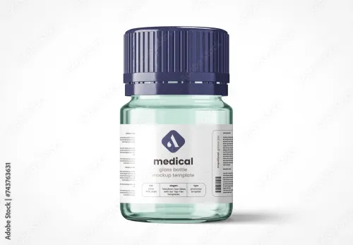 Adobestock - Small Medical Glass Bottle Mockup 743763631