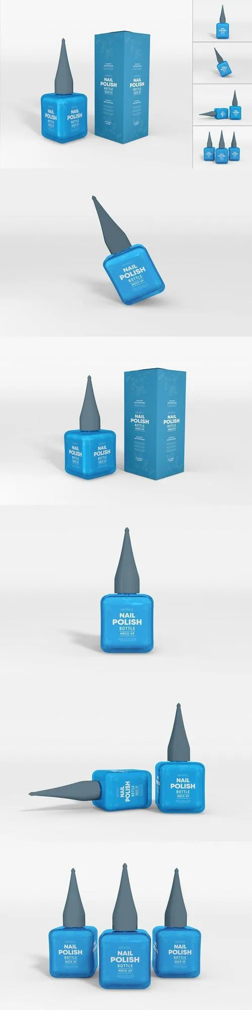 Cosmetic Nail Polish Bottle Branding Mockup Set
