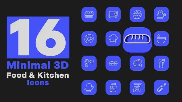 Minimal 3D - Food & Kitchen Icons 52062528 Videohive