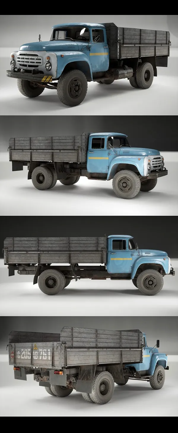 ZIL-130 Soviet Flatbed Truck 3D Model