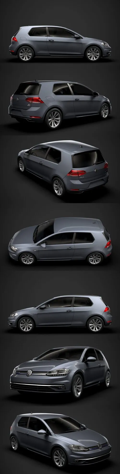 VW Golf TSI Bluemotion 3door Typ5G 2019 3D Model