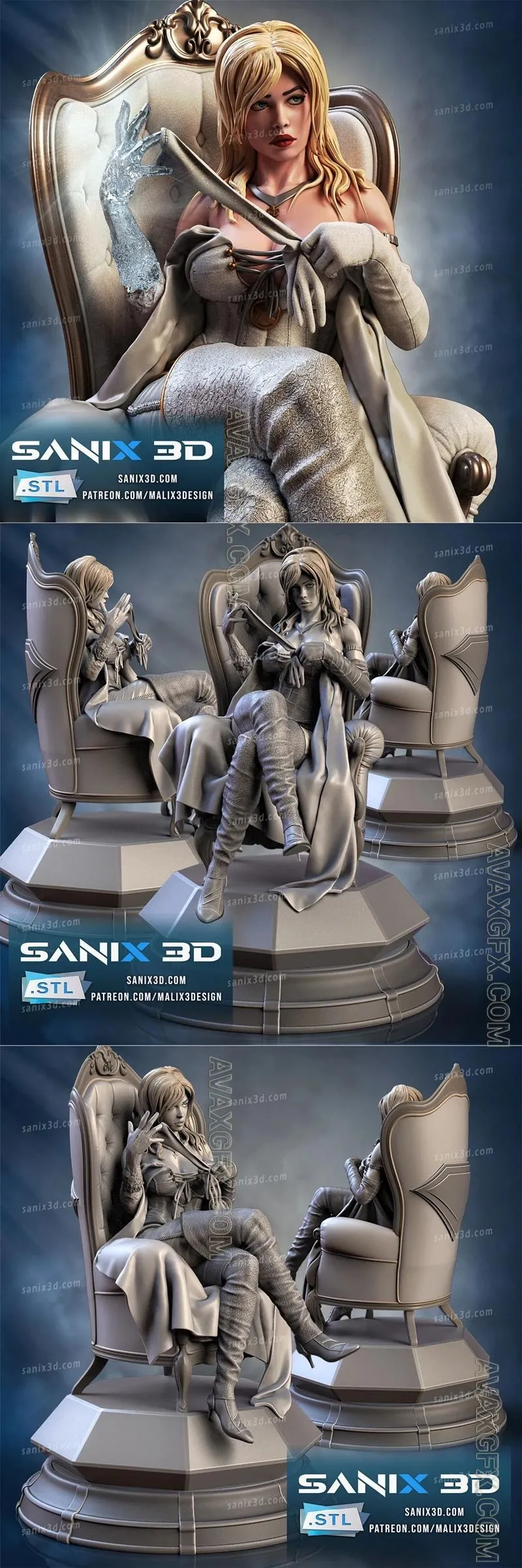 Sanix - Emma Frost - STL 3D Model