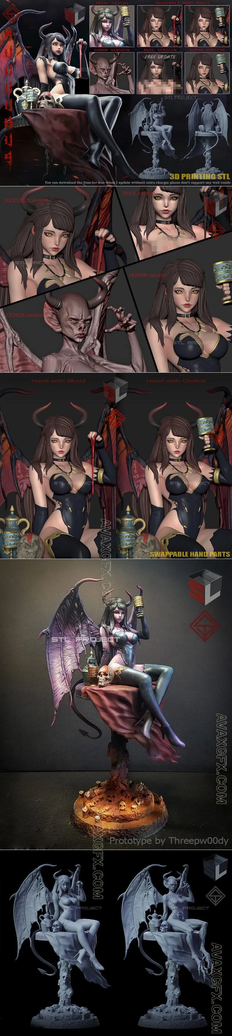 STL Project Succubus New Model 3 Versions - STL 3D Model