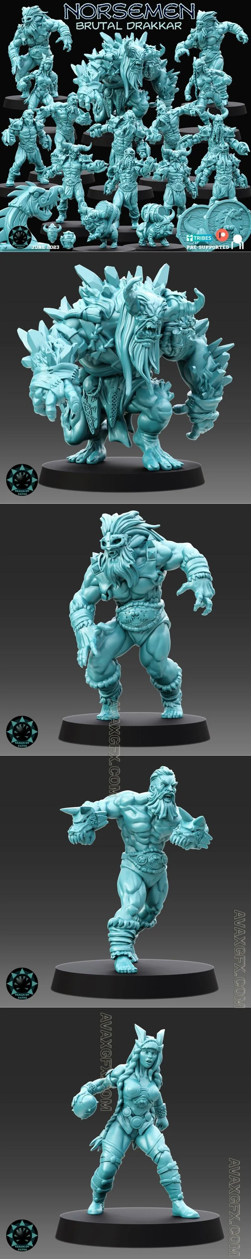 Realm of Paths - Norsemen - Brutal Drakkar - Fantasy Football - STL 3D Model