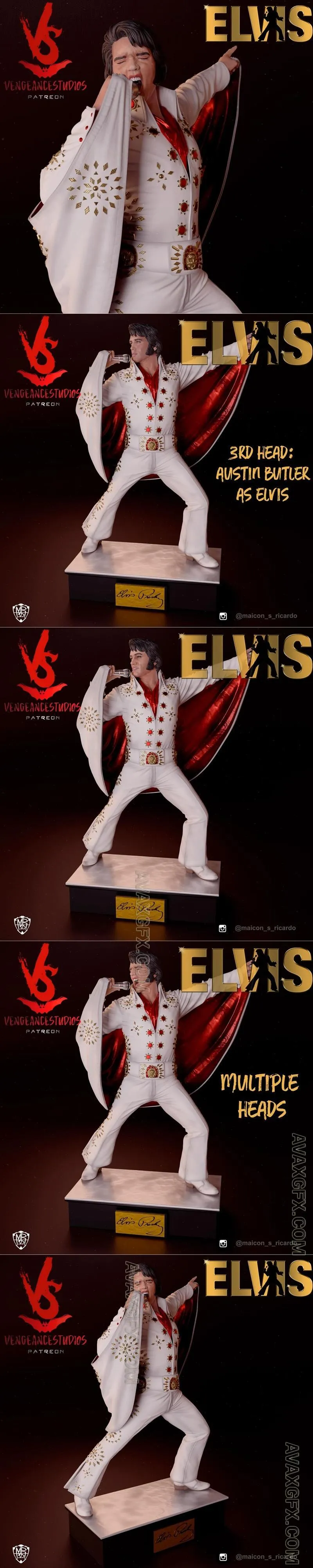 Vengeancestudios - Elvis white jumpsuit - STL 3D Model