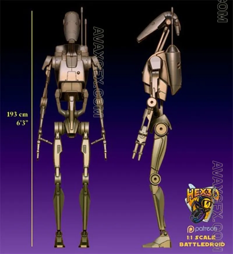 Hex3D - Battledroid - STL 3D Model