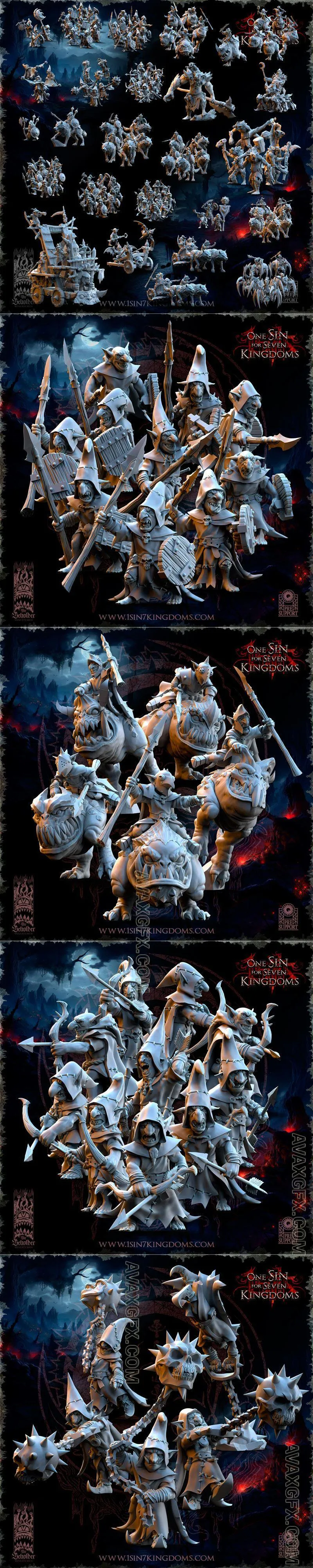 The Beholder Miniatures - The Black Horde Goblins Batch - STL 3D Model