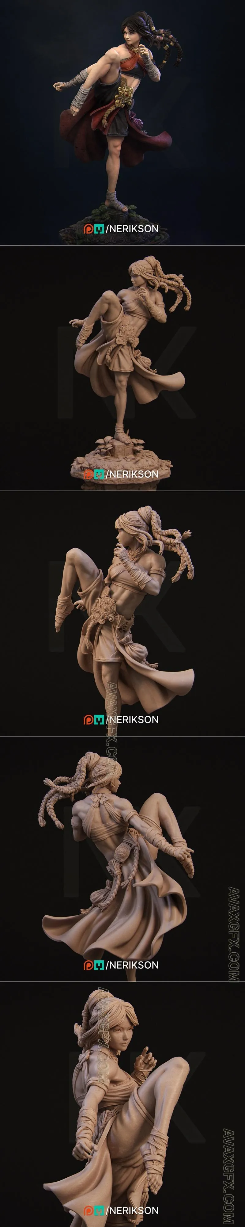 Nerikson - Jingwei the Monk Pose 01 - STL 3D Model
