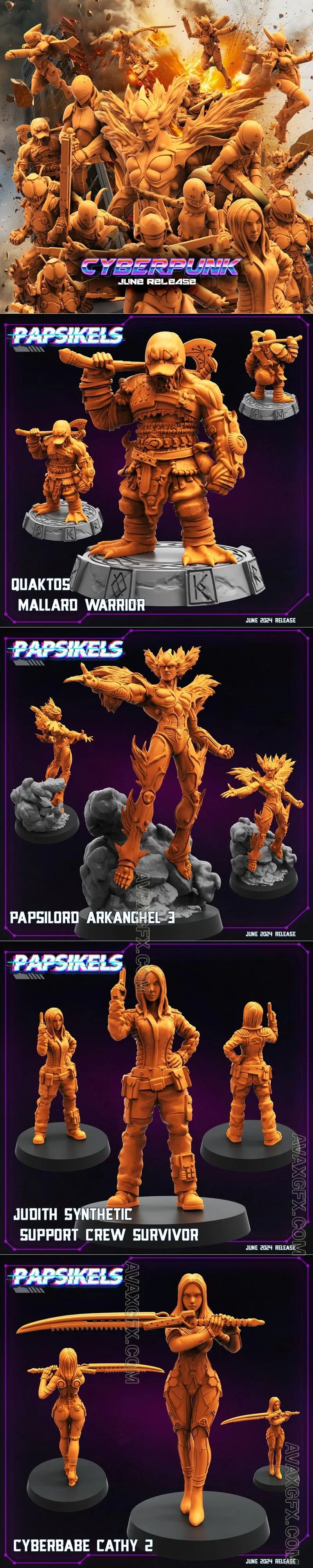 Papsikels Miniatures - Cyberpunk June 2024 - STL 3D Model
