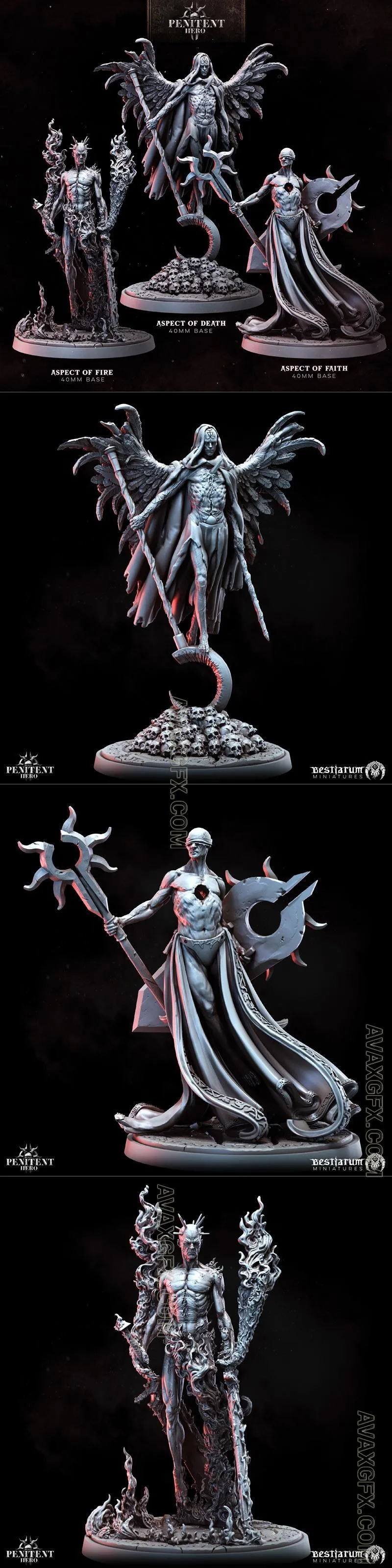 Bestiarum Miniatures - Aspects of the Creed Penitent Heroes Collection - STL 3D Model