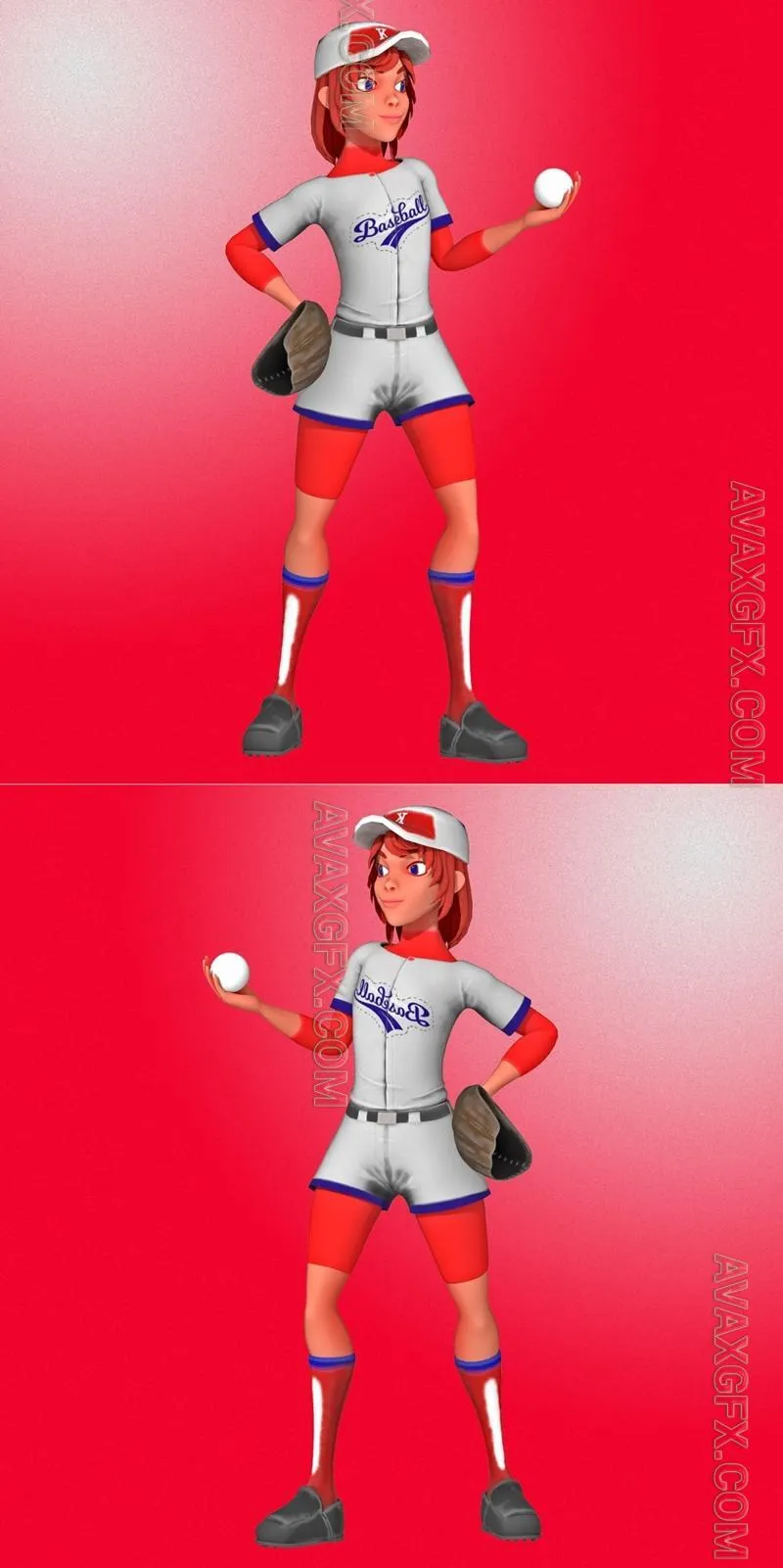 Girl Baseball Pitcher - STL 3D Model
