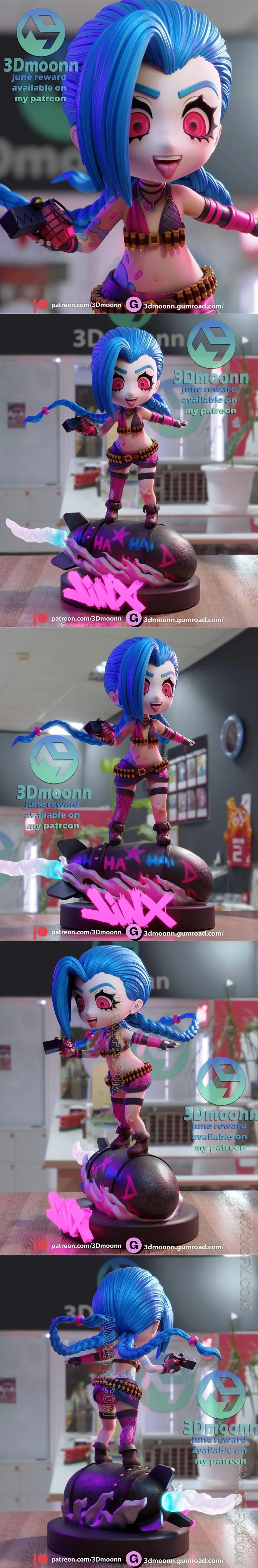 3Dmoonn - Jinx Chibi - STL 3D Model
