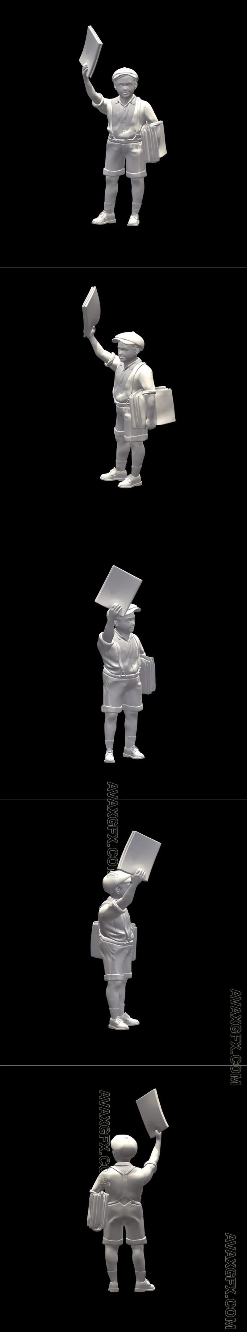 Boy Newspaper Distributor - STL 3D Model